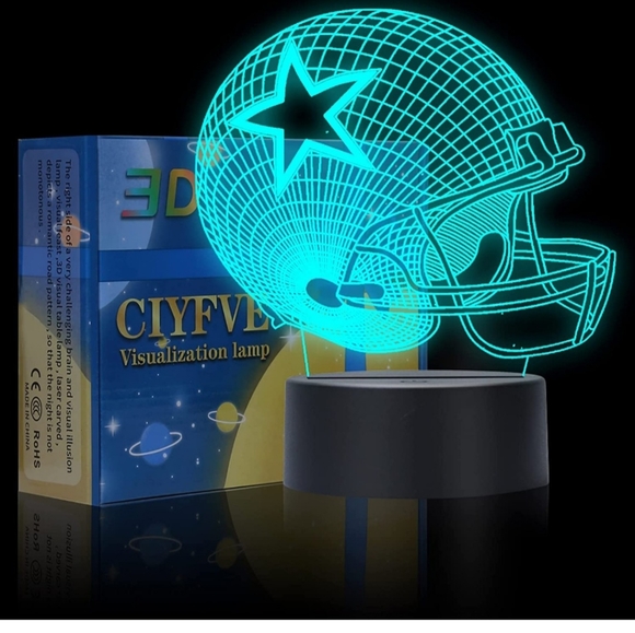 Toys | 3d Usb Or Battery Football Helmet Optical Illusion Lamp Night Light  7 Colors | Poshmark